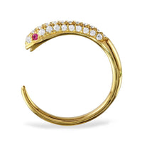 Gold Plated 925 Sterling Silver Open Snake Ring with CZ - BGR01106