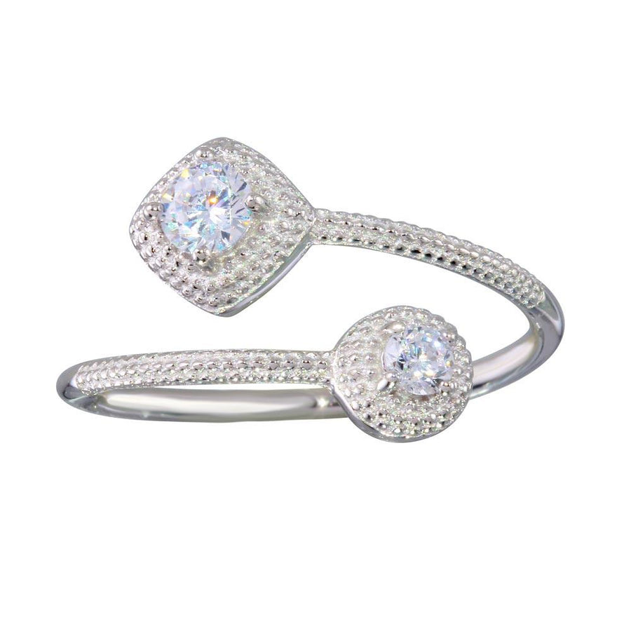 Rhodium Plated 925 Sterling Silver Open CZ Ring - BGR01149