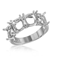 Silver 925 Rhodium Plated Open Shank 4 Stones Mounting Ring - BGR01198