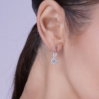 Rhodium Plated 925 Sterling Silver Figure 8 Teardrop Clear CZ Dangling Stud Set - BGS00227
