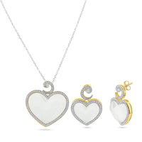 Clearance-Rhodium Plated 925 Sterling Silver Synthetic Stone and CZ Heart Set - BGS00407