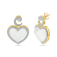 Clearance-Rhodium Plated 925 Sterling Silver Synthetic Stone and CZ Heart Set - BGS00407