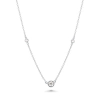Silver 925 Rhodium Plated Clear Individual CZ Stud Earring and Bezel Chain Necklace Set - BGS00449
