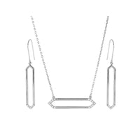 Silver 925 Rhodium Plated Long Open Hexagon Set - BGS00454