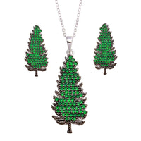 Clearance-Rhodium Plated 925 Sterling Silver Christmas Tree Set - BGS00593
