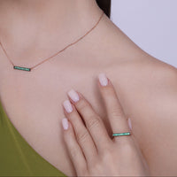 Rose Gold Plated 925 Sterling Silver Green CZ Ring - BGR01298