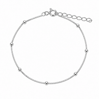 925 Sterling Silver Beaded Box 015 0.8mm Bracelet - CH43