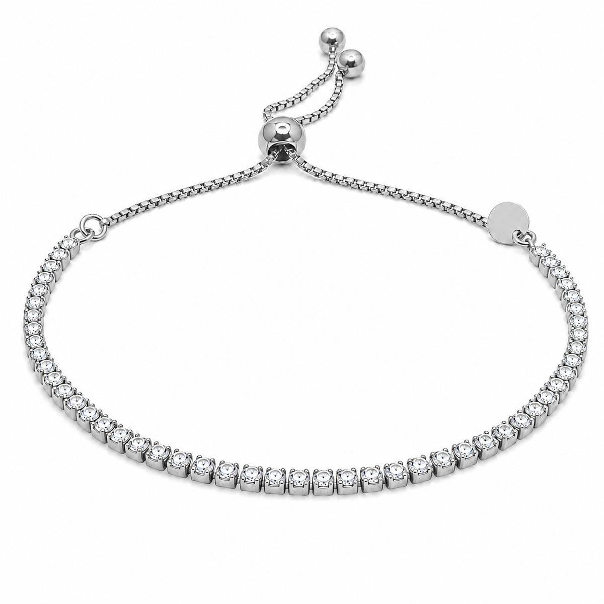 925 Sterling Silver Adjustable CZ Italian Lariat Bracelet - ECB00100