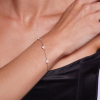 Rhodium Plated 925 Sterling Silver Multi Oval Opal Adjustable Bracelet - GMB00200
