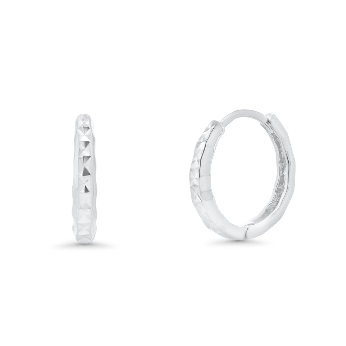 Rhodium Plated 925 Sterling Silver DC Dainty 11.5mm Hoop Earrings -GME00161