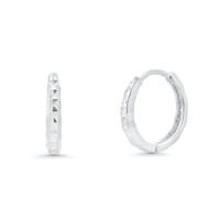 Rhodium Plated 925 Sterling Silver DC Dainty 11.5mm Hoop Earrings -GME00161