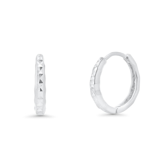 Rhodium Plated 925 Sterling Silver DC Dainty 11.5mm Hoop Earrings -GME00161