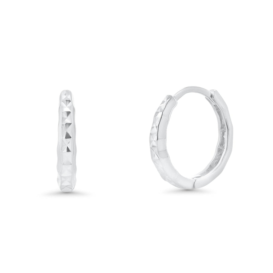 Rhodium Plated 925 Sterling Silver DC Dainty 11.5mm Hoop Earrings -GME00161
