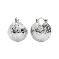 Rhodium Plated 925 Sterling Silver Dome Latch Lock Earrings - GME00163