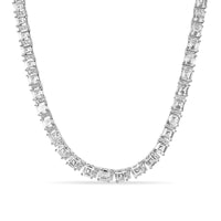 Rhodium Plated 925 Sterling Silver Square Cut Clear CZ 5.8mm Bridal Necklace - GMN00220