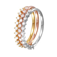 Silver 925 Rhodium Plated Tri-Color Stackable CZ Ring - GMR00059TRI
