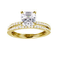 Gold Plated 925 Sterling Silver Moissanite or CZ Stackable Bridal Ring - MGMR00080GP | GMR00080GP