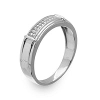 Silver 925 Rhodium Plated Double Bar CZ Ring - GMR00167