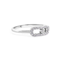 Rhodium Plated 925 Sterling Silver Moissanite or CZ Oval Fidgeting 1.8mm Ring - MGMR00404 | GMR00404