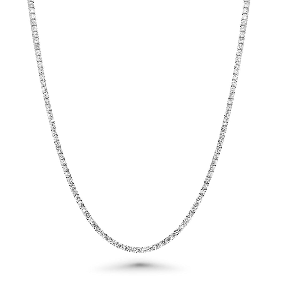 Rhodium Plated 925 Sterling Silver Round Lab Grown 2mm Tennis Necklace - LGMN00021