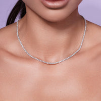 Rhodium Plated 925 Sterling Silver Round Lab Grown 2.5mm Tennis Necklace - LGMN00022