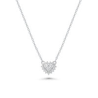 Rhodium Plated 925 Sterling Silver Lab Grown Diamond Encrusted Heart Pendant Necklace- LGMN00024