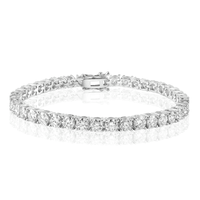 Rhodium Plated 925 Sterling Silver Round Lab Grown Diamond 3mm Tennis Bracelet - LGMB00001