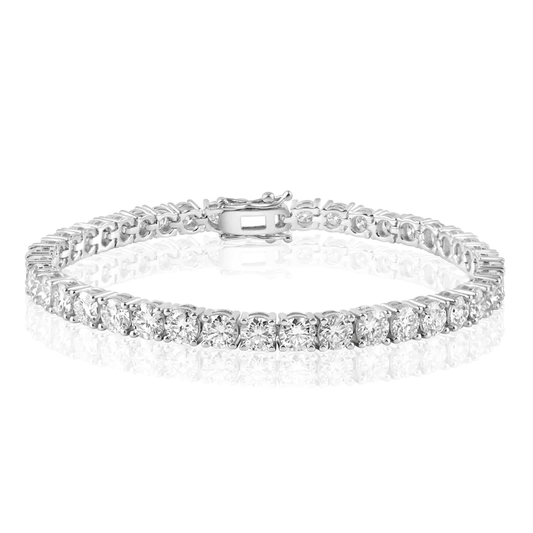 Rhodium Plated 925 Sterling Silver Round Lab Grown Diamond 3mm Tennis Bracelet - LGMB00001