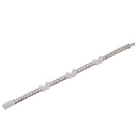 Rhodium Plated 925 Sterling Silver Moissanite Stone Multi Butterfly Cuban Link Bracelet - MGMB00114-7.25