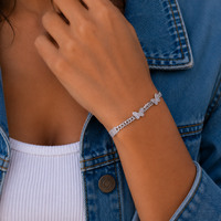 Rhodium Plated 925 Sterling Silver Moissanite Stone Multi Butterfly Cuban Link Bracelet - MGMB00114-7.25