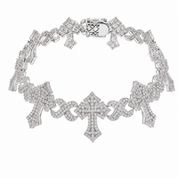 Rhodium Plated 925 Sterling Silver Moissanite Cross Infinity Necklace or Bracelet - MGMB00115 | MGMN00033