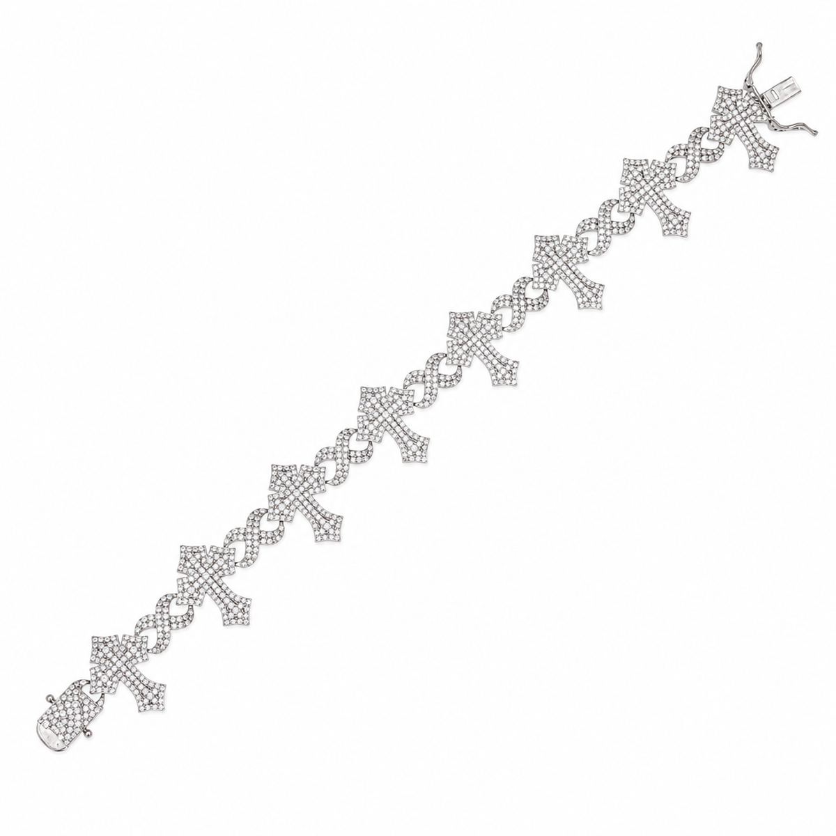 Rhodium Plated 925 Sterling Silver Moissanite Cross Infinity Necklace or Bracelet - MGMB00115 | MGMN00033
