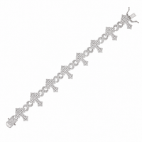 Rhodium Plated 925 Sterling Silver Moissanite Cross Infinity Necklace or Bracelet - MGMB00115 | MGMN00033