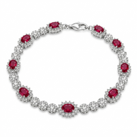 Rhodium Plated 925 Sterling Silver Moissanite Halo Tennis Bracelet - MGMB00125
