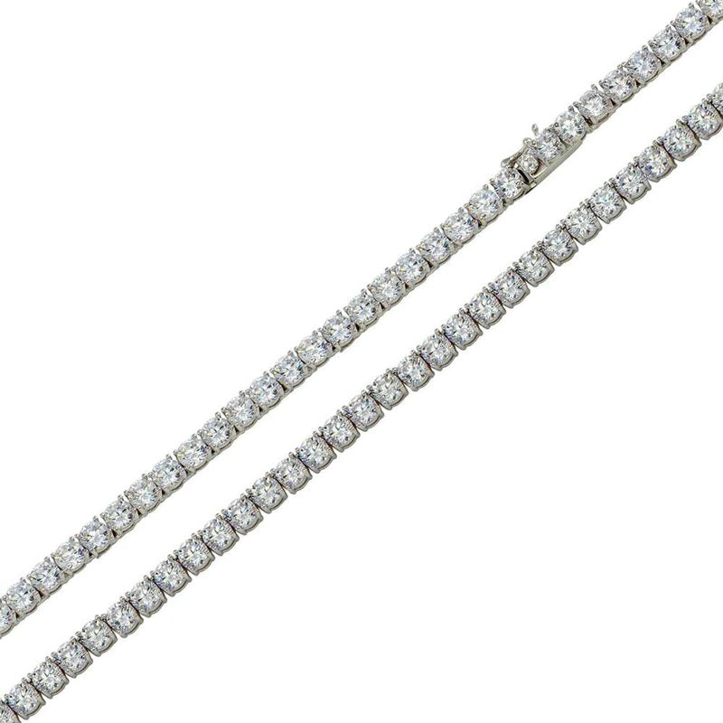 Rhodium Plated 925 Sterling Silver Moissanite Stone 2.2mm Tennis Necklace or Bracelet - MGMN00249 | MGMB00249