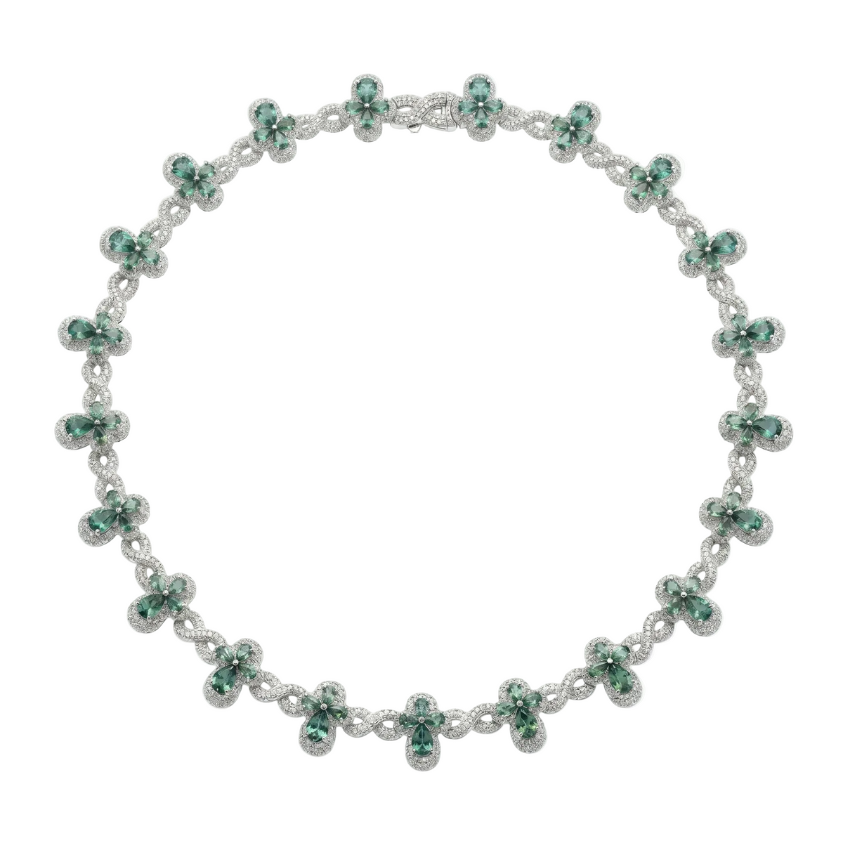 Rhodium Plated 925 Sterling Silver Moissanite Infinity Cross Necklace - MGMN0030