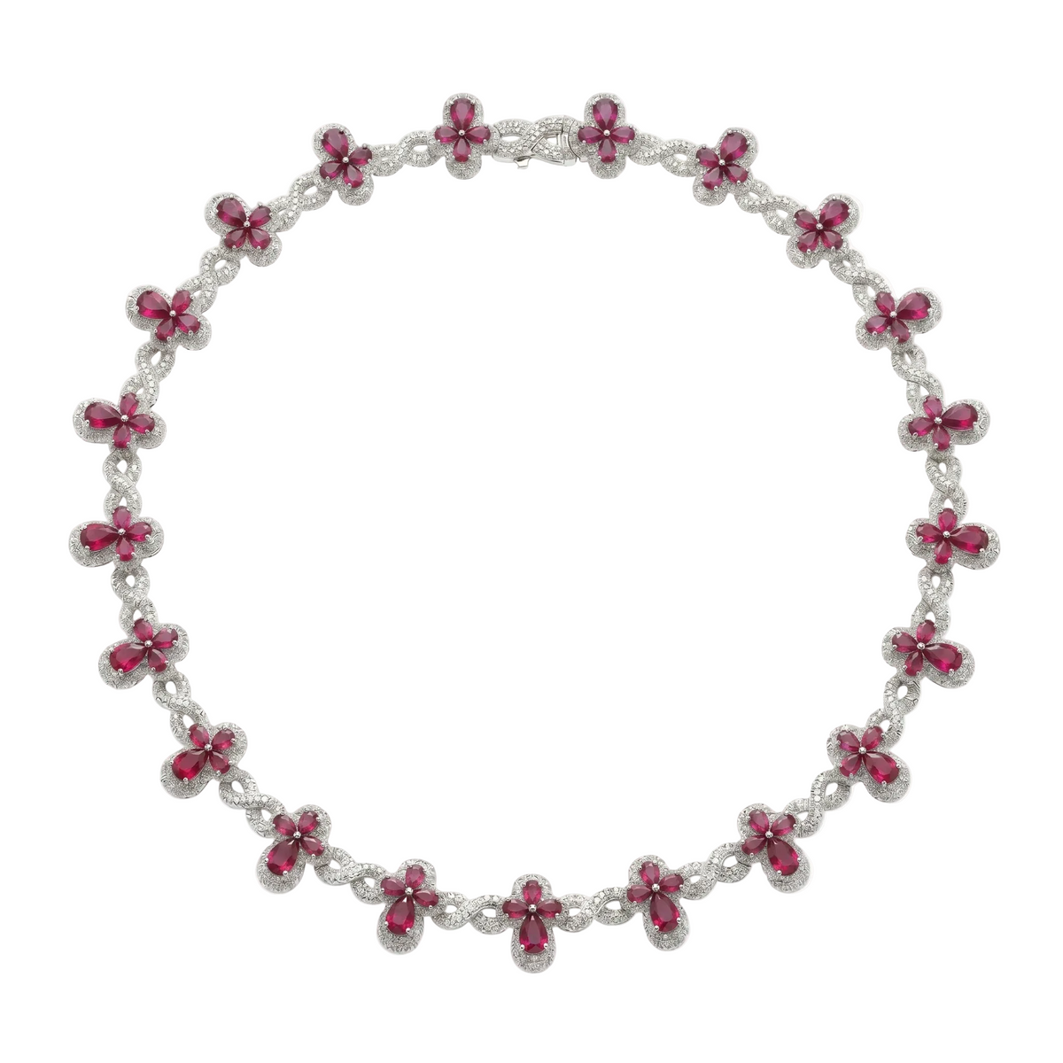 Rhodium Plated 925 Sterling Silver Moissanite Infinity Cross Necklace - MGMN0030