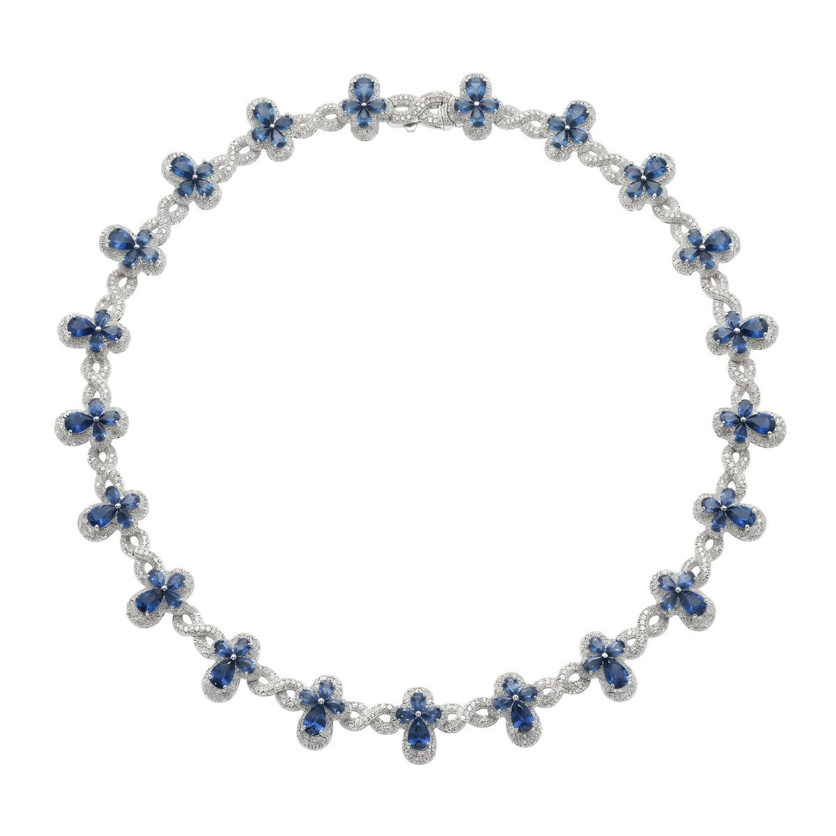 Rhodium Plated 925 Sterling Silver Moissanite Infinity Cross Necklace - MGMN0030