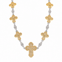 Two-Tone Plated 925 Sterling Silver Moissanite Multi Cross Necklace - MGMN00034