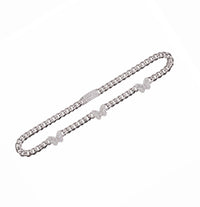 Rhodium Plated 925 Sterling Silver Moissanite Stone Multi Butterfly Cuban Link Necklace - MGMN00012-17