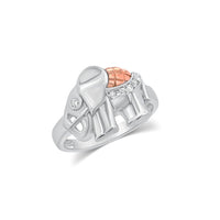 Two-Tone Plated 925 Sterling Silver Shiny Detailed Elephant Ring - MGMR00074