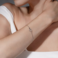 Rhodium Plated 925 Sterling Silver Moissanite Open Heart Infinity Bracelet - MTGB00019
