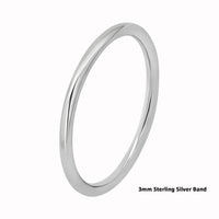 High Polished 925 Sterling Silver Full Round 3mm Band Ring - RING05