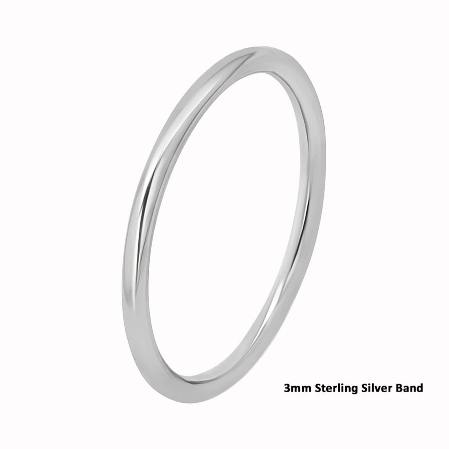 High Polished 925 Sterling Silver Full Round 3mm Band Ring - RING05