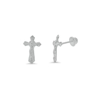 High Polished 925 Silver Crucifix Earrings - SIL00009