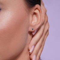 High Polished 925 Silver Mini Star Earrings - SIL00013