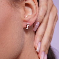 High Polished 925 Silver Enamel Owl Earrings- SIL00018
