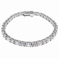 Final Price - Sterling Rhodium Plated Oval and Round CZ Tennis Bracelet- SPB00023