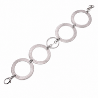 Clearance - Rhodium Plated 925 Silver Chunky Hammered Round Bracelet - SPB00037