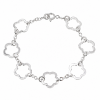 Clearance - 925 Sterling Silver High Polish Flower Cut Out Link Bracelet- SPB00039